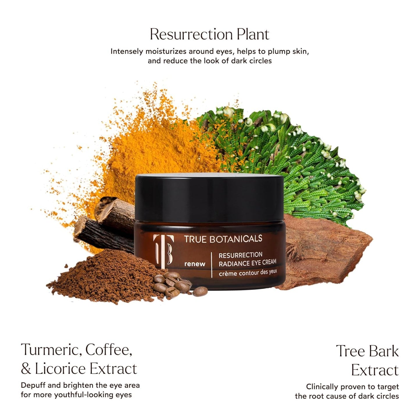 True Botanicals Resurrection Radiance Eye Cream - Brightens Dark Circles & Reduces Fine Lines | 0.5 oz | All-Natural, Vegan