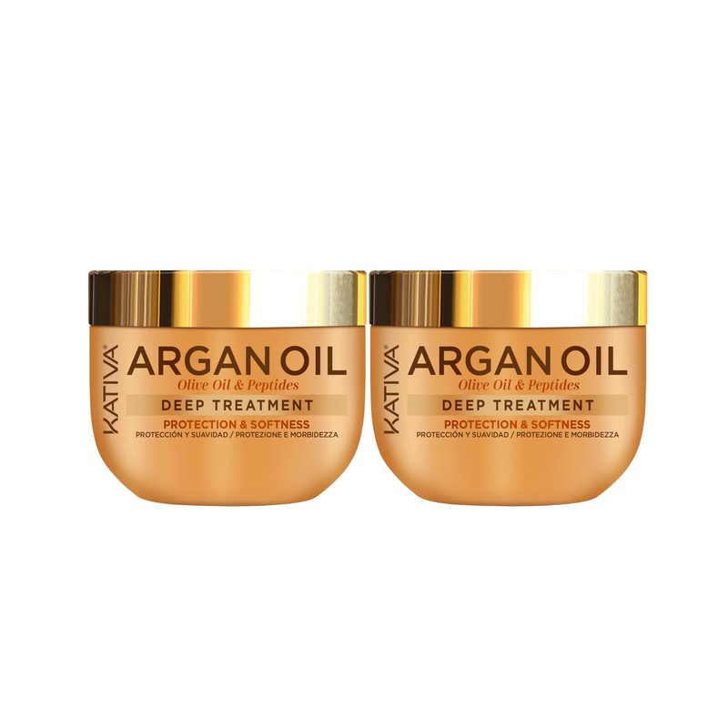 KATIVA Argan Oil Hair Mask 2-Pack (10 oz Each) – Deep Conditioning Treatment with Organic Argan Oil, Olive Oil & Peptides – Hydrating Repair for Dry, Damaged Hair – Sulfate-Free, Vegan
