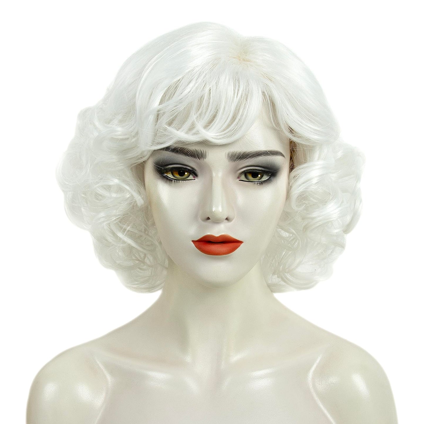 MEDISIFA Short Curly Wigs for Women Heat Resistant Synthetic Hair Wave Womens Wigs (Silver)