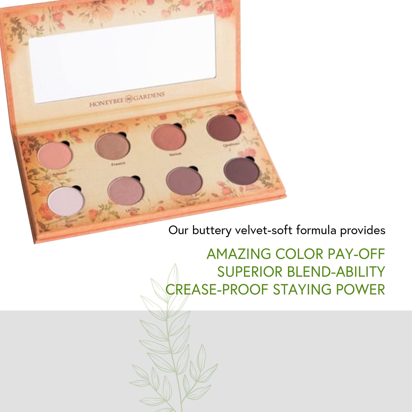 Honeybee Gardens Nude Renaissance Refillable Eye Shadow Palette, 8 Neutral Shades Matte & Shimmer, Highly Pigmented Long Lasting Blendable Makeup, Vegan Talc-Free Eyeshadow Kit, 1.3g Each