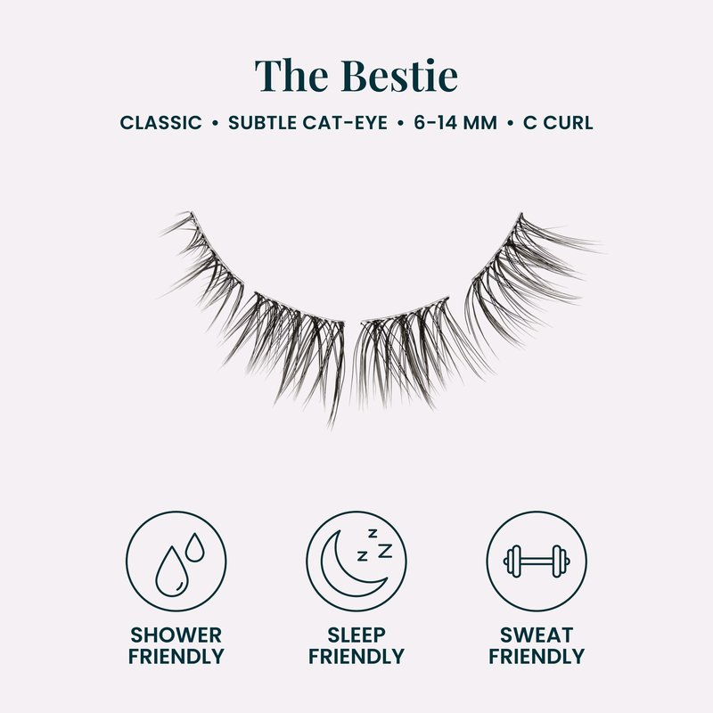 FlutterHabit Bestie (1.0) Lash Clusters for Women, Salon Quality At Home Eyelashes Extension Kit, 6 Lash Sets, No Lash Glue Included