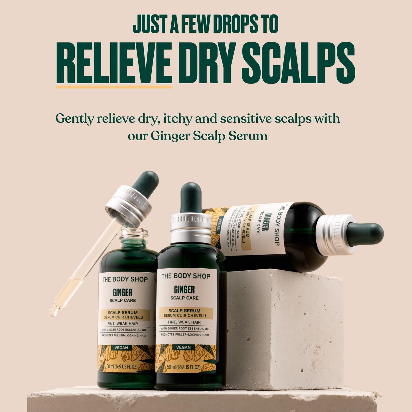 The Body Shop Ginger Scalp Serum | Hair Serum for Fuller Looking Hair | with Ginger Root Essential Oil for Fine, Weak Hair, Vegan, 50 ml / 1.69 oz