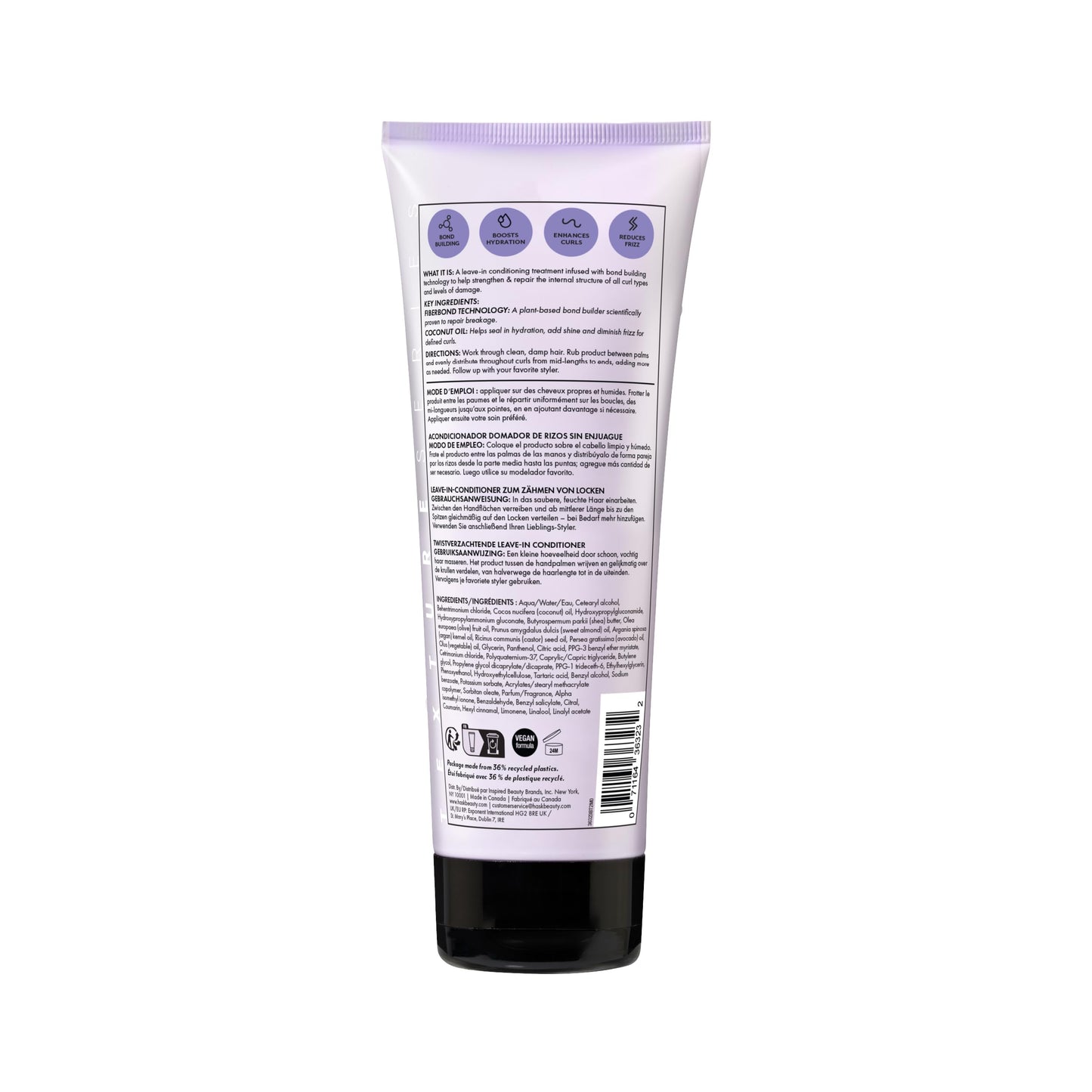 HASK Twist Tamer Leave-In Conditioner with FiberBond Technology & Coconut Oil for Wavy, Curly, Coily & Kinky Hair, Strengthens, Reduces Frizz, Boosts Hydration, Vegan, Sulfate-Free – 6.7 fl oz