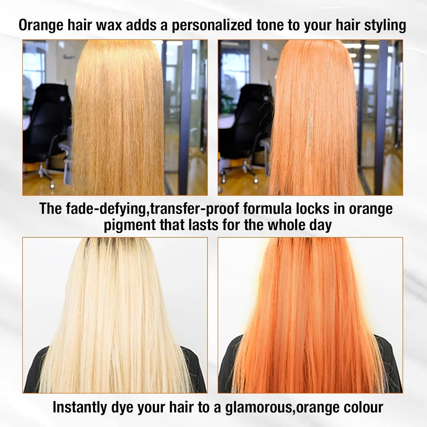 Temporary Hair Color for Kids, Ultikare Orange Hair Dye Washable Natural Hair Wax Color Chalk Mud Cream DIY Hairstyle Clay For Dark Hair Halloween, Cosplay, Party, Christmas Gift Girls 3.4 Fl Oz