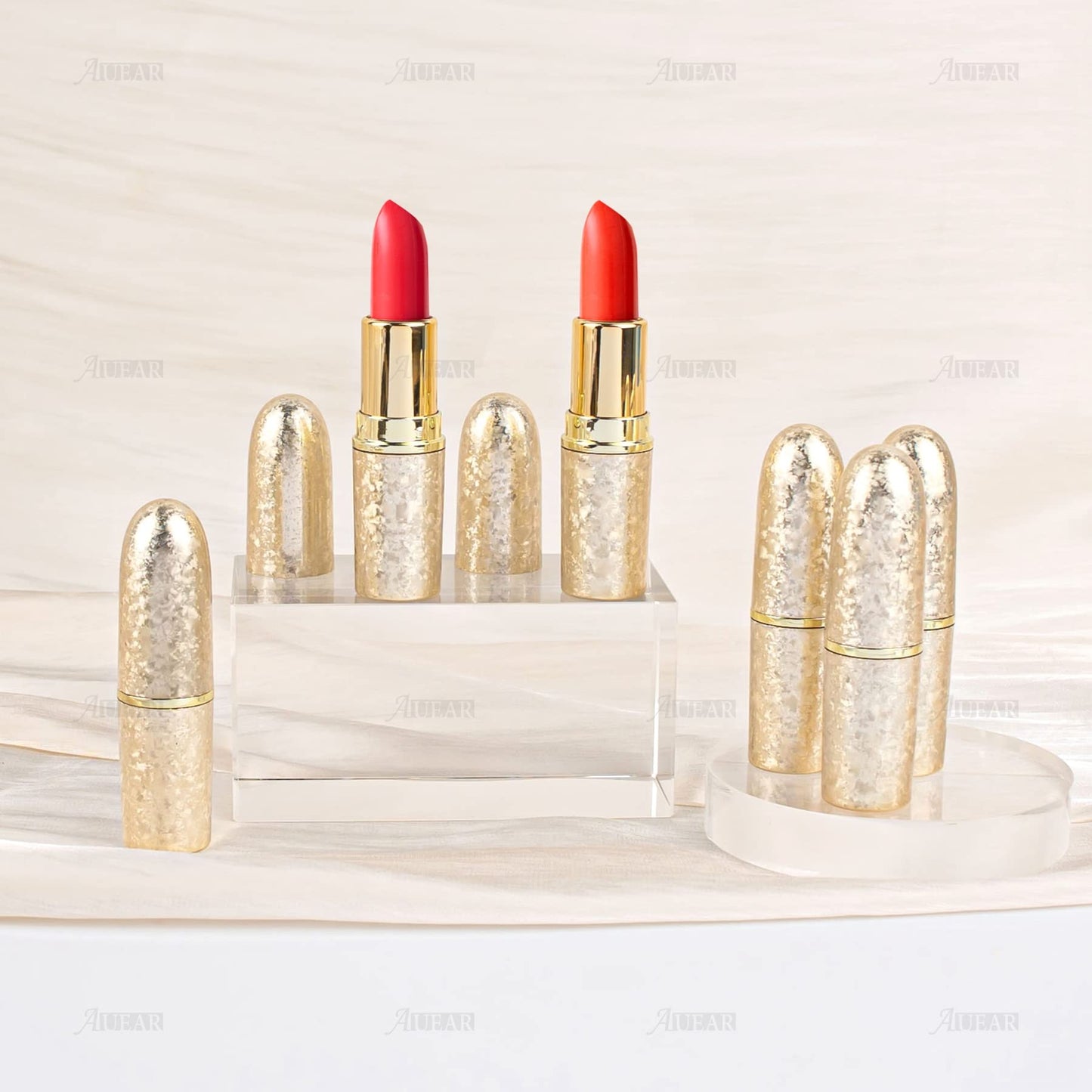 AUEAR, Empty Lip Balm Lipstick Tubes Container Bullet Shape for DIY (Gold, 8 Pack)