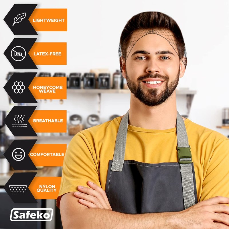 SAFEKO Dispense-O-Net Hairnet Dispenser & Wall Mount | Black Hairnets + Wall Mount | Lightweight Nylon Hairnets | Latex-Free