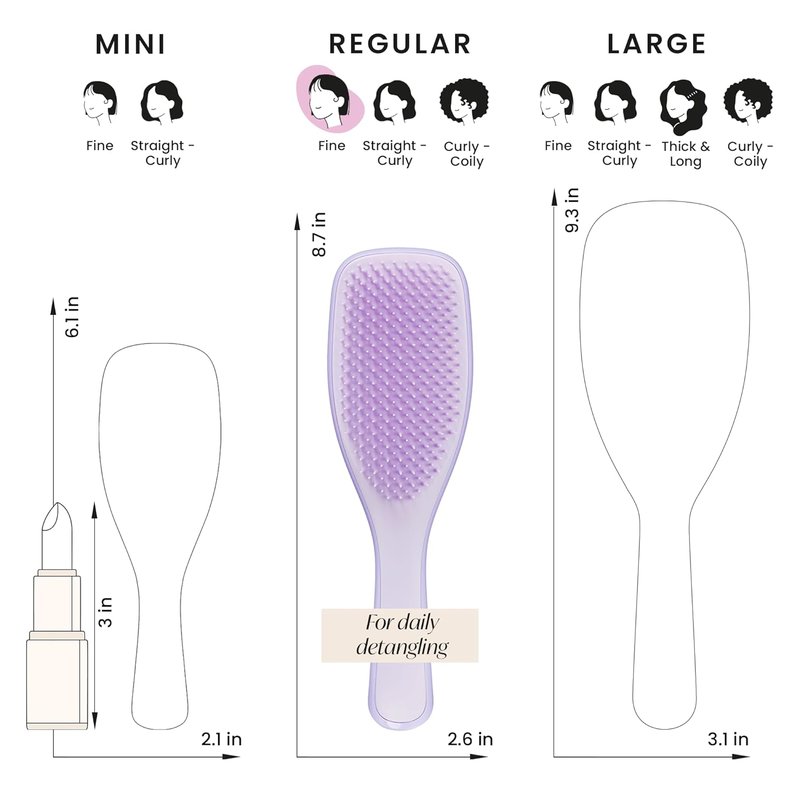Tangle Teezer Ultimate Detangler Hairbrush for Fine & Fragile Hair - Soft Flex Teeth Reduce Breakage | Hypnotic Heather