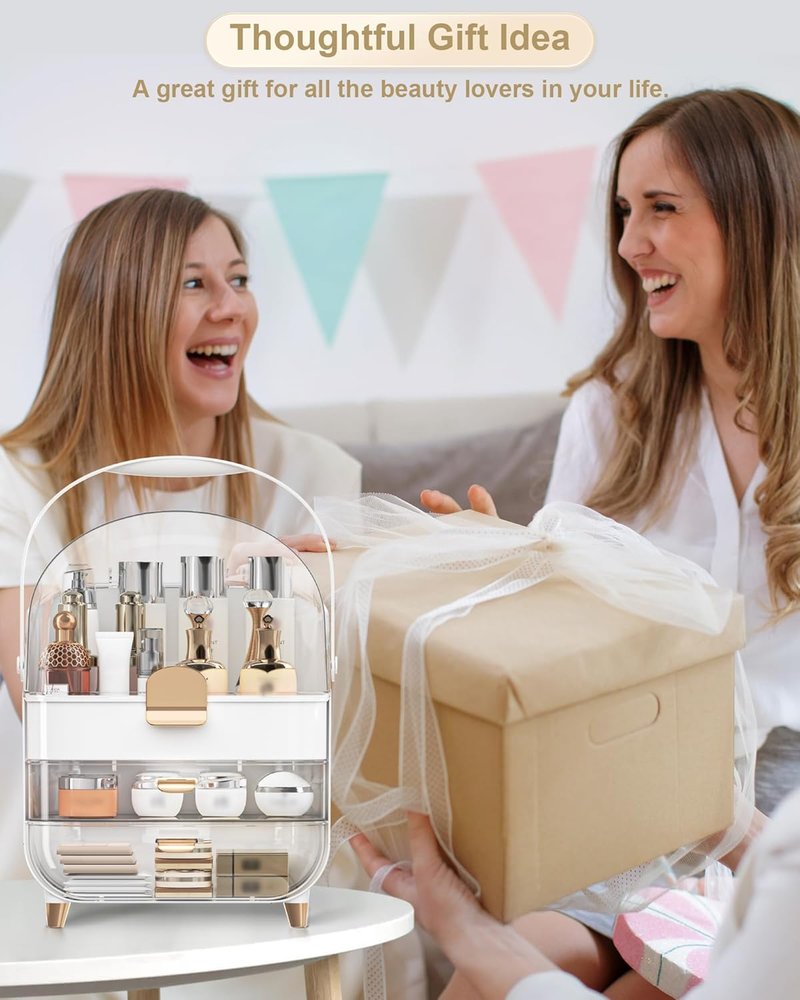Makeup Organizer - Countertop Skincare Holder & Cosmetic Storage Box | Ideal Teen Girl Gift for Vanity & Dresser