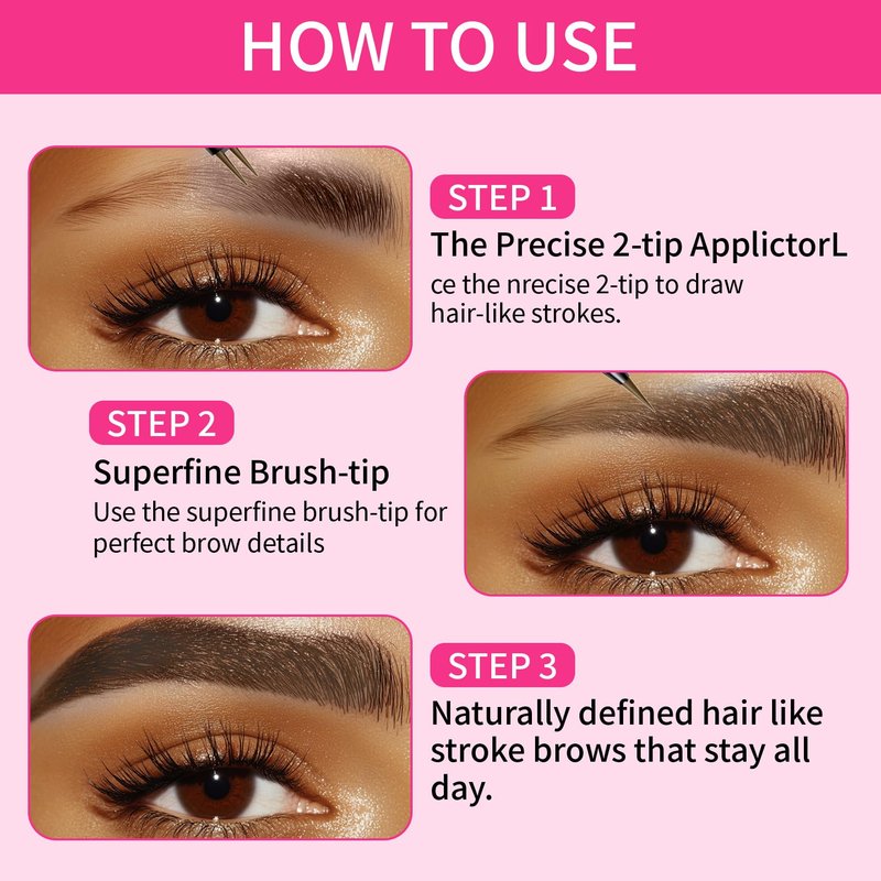 YeMoMo Dual-Tip Eyebrow Pencil, 2-in-1 Waterproof Brow Liner with Ultra-Fine Fork and Precision Tip, 5 Natural Shades from Light Brown to Black (4#Black Brown)