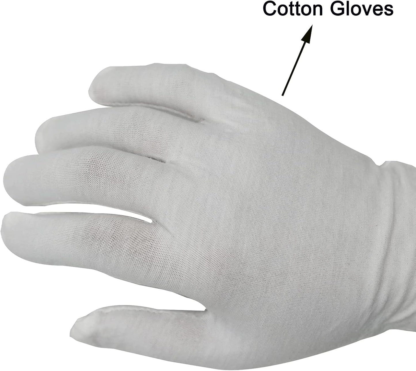 12 Pair White Cotton Gloves - 9 Inch Extra Large for Cosmetic Moisturizing & Jewelry Inspection