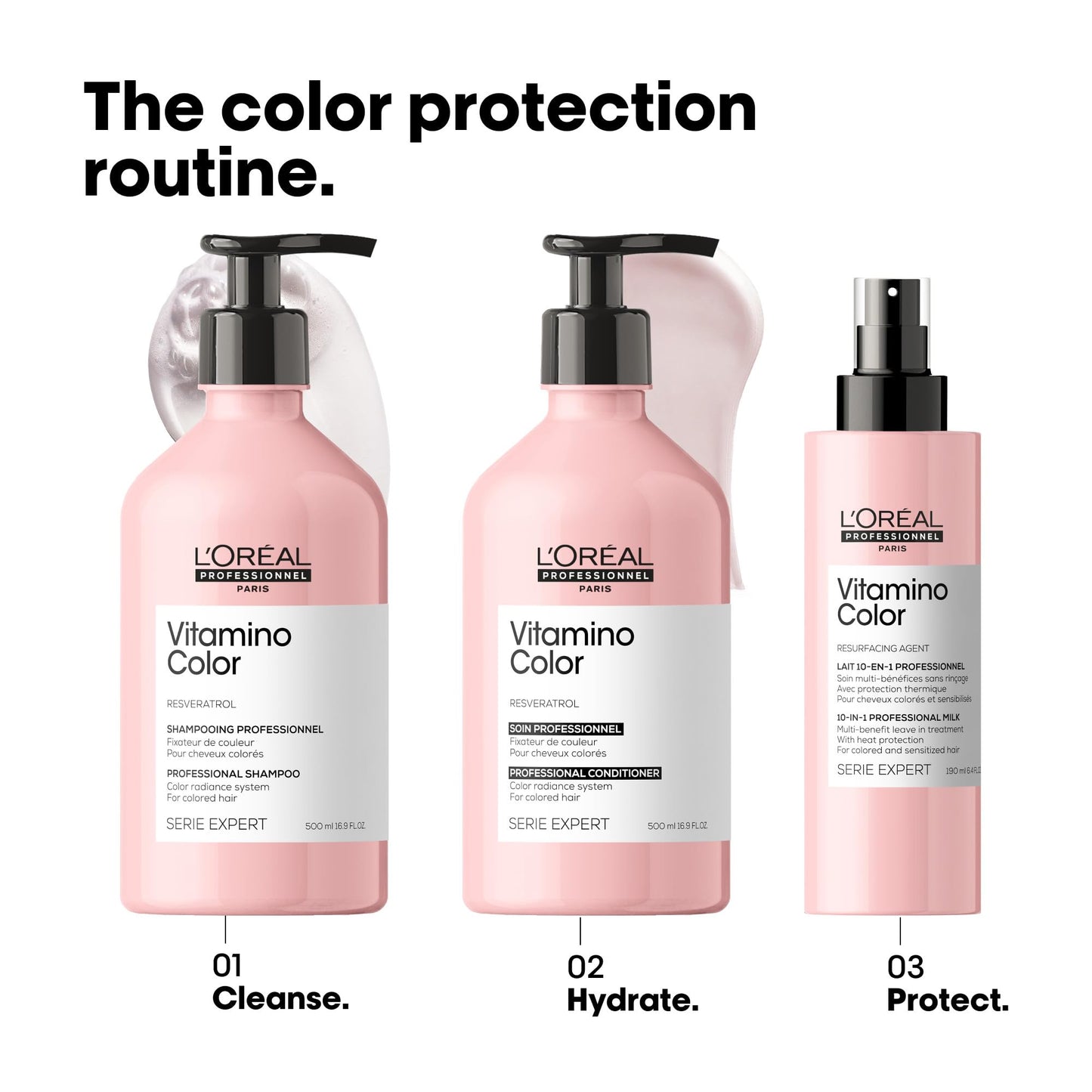 L'Oréal Professionnel Paris Vitamino Color Shampoo - Protects & Preserves Hair Color, Prevents Damage, Adds Vibrancy & Enhances Shine, 16.9 Fl Oz