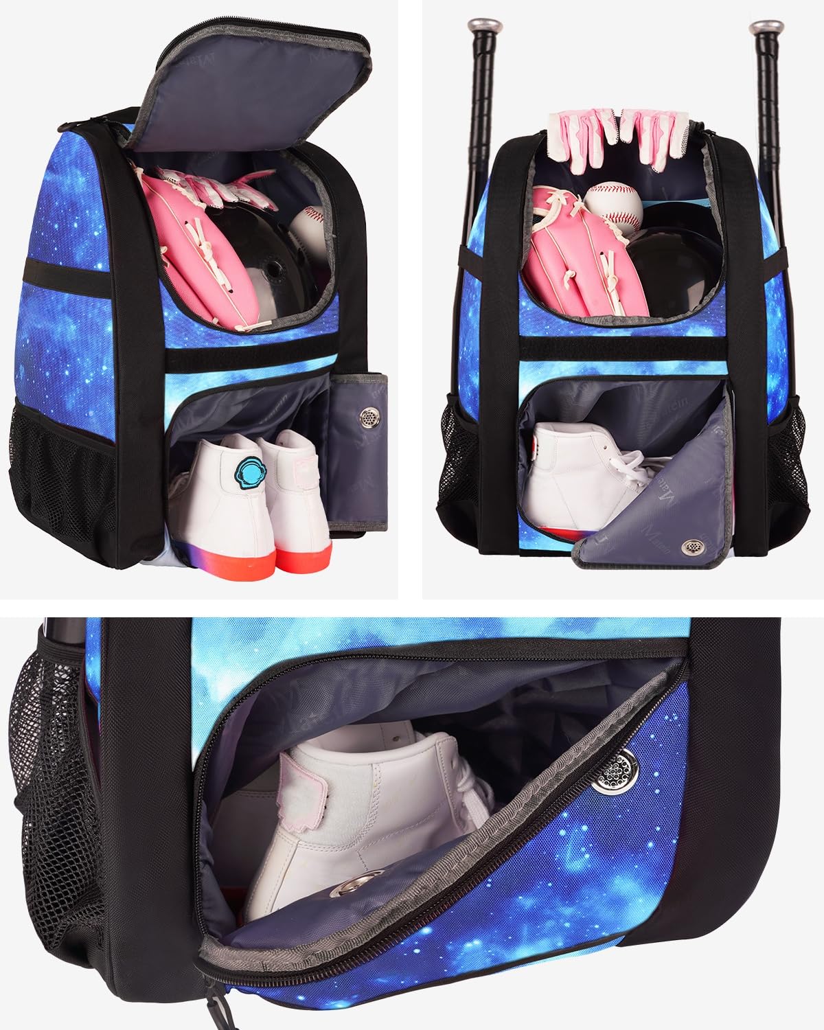 MATEIN Softball Bag, Lightweight Baseball Backpack with Shoe Compartment, Baseball Bag with Fence Hook for TBall Bat & Equipment, Softball Gifts Catchers Backpack for Women Fit Batting Glove, Helmet