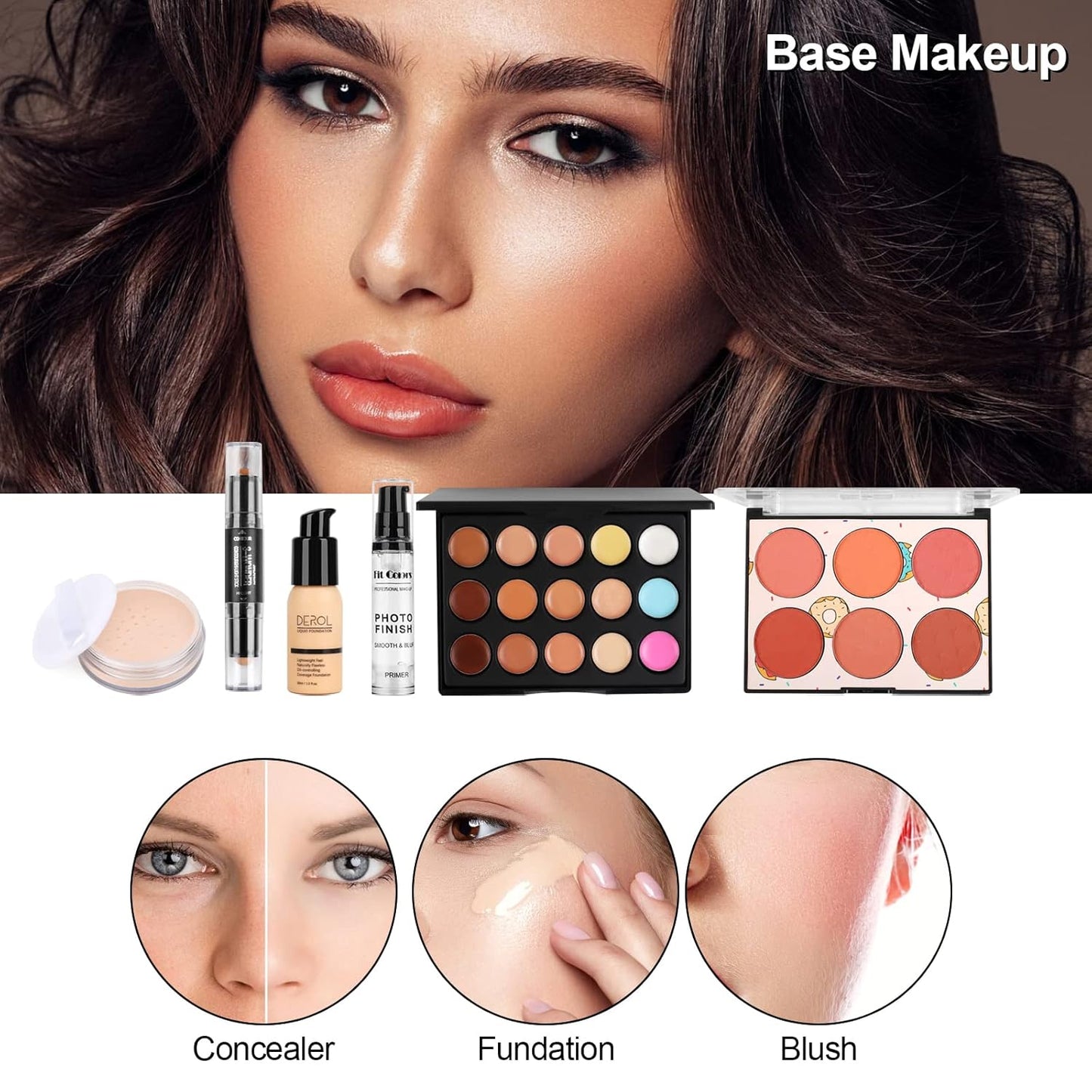 All-in-One Makeup Kit for Women - Complete Travel Bundle with Foundation, Primer, Eyeshadow & Lipstick | Perfect for Teens & Adults