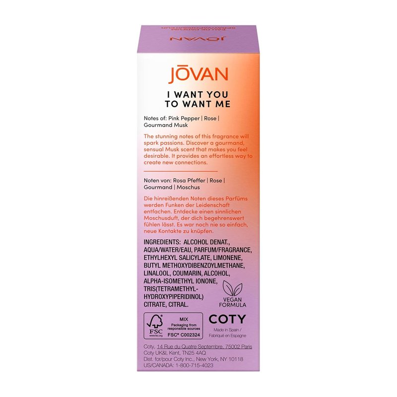 Jovan I Want You To Want Me Eau de Parfum - Unisex Fragrance with Pink Pepper & Musk | 1.7 fl oz Travel Size