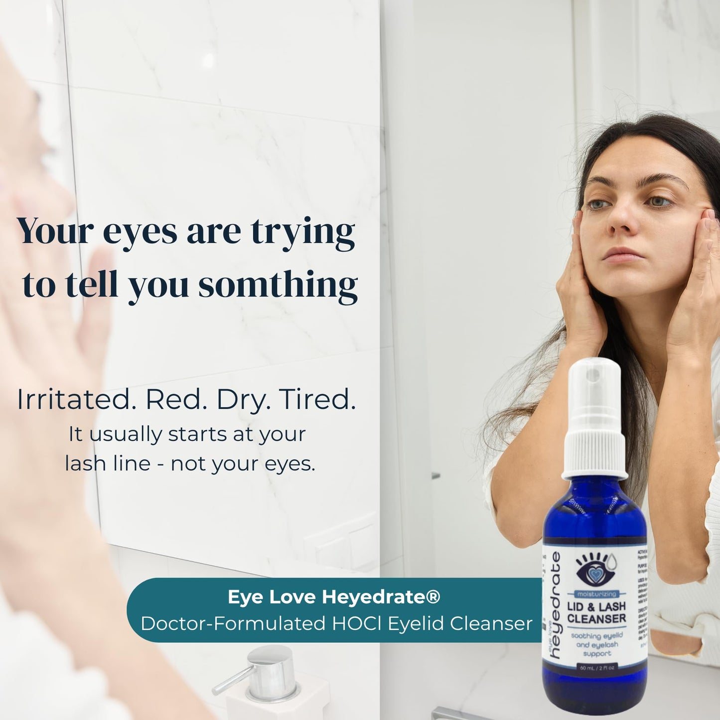 Eye Love Lid & Lash Cleanser Spray - 2oz Bottle - Gentle Everyday Pure Hypochlorous Acid Spray for Daily Eyelid Hygiene, Eye Irritation or Occasional Dryness - Preservative Free - Doctor Formulated