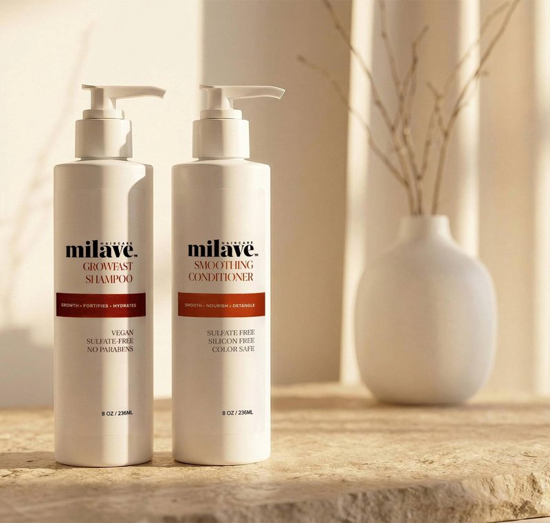 MILAVE Growfast Shampoo, Strengthens Hair, Combats Hair Loss with Procapil™, Vegan, Sulfate & Paraben Free, Color Safe (8 fl. oz.)