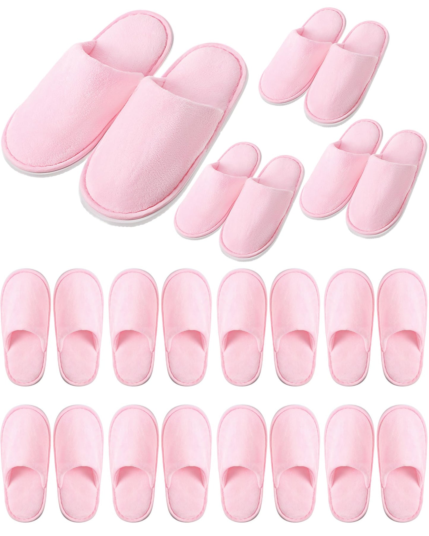 Twistover 12 Pairs Kids Disposable Slippers for Guests Closed Toe Non Slip Spa Slippers Bulk Soft House Slippers Winter Warm Flip Flops for Boys Girls Travel Hotel Party Indoor Outdoor(Pink,Medium)