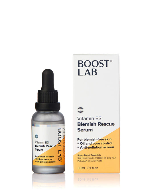 BOOST LAB Vitamin B3 Blemish Rescue Serum - Reduce Skin Blemishes, Acne, Enlarged Pores, Redness and Oily Skin - Simple, Pure & Potent - Paraben, Sulphate, Fragrance & Cruelty Free - 30 ml (1 fl oz)