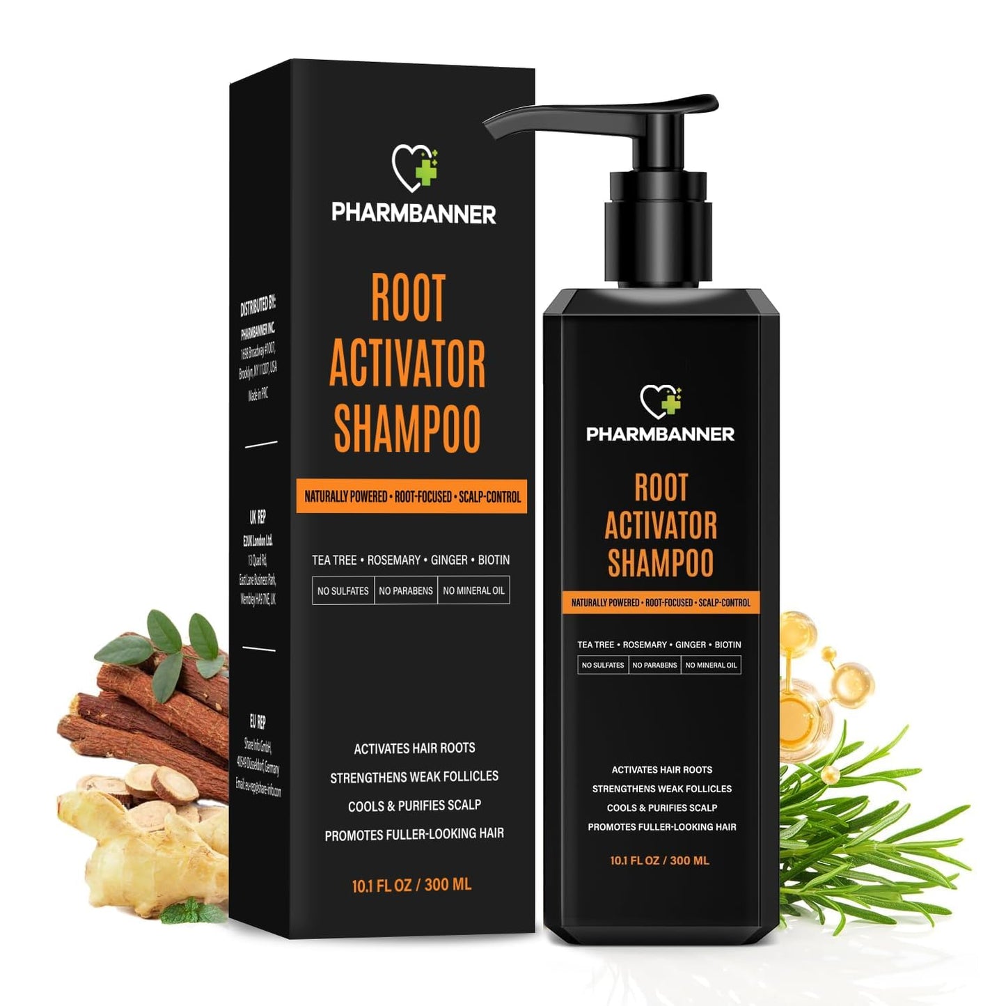 Root Activator Shampoo for Men: Hair Growth Shampoo for Thinning Hair - Natural Herbal Formula with Cooling Sensation -Hair Loss & Scalp Health