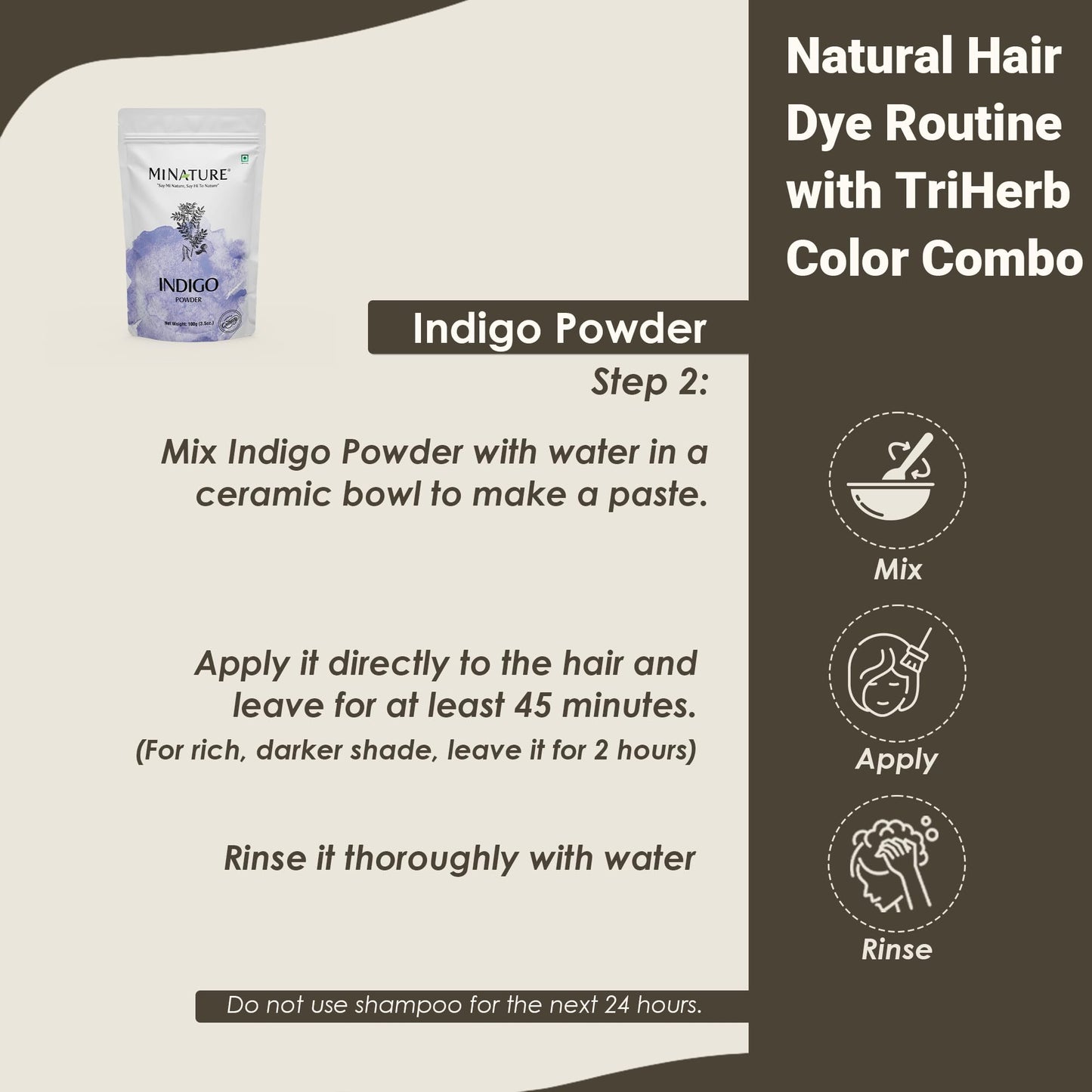 Mi Nature TriHerb Color Combo 300g (100g x 3) | Natural Care Kit with Henna, Indigo & Amla Powder | Colour With Care