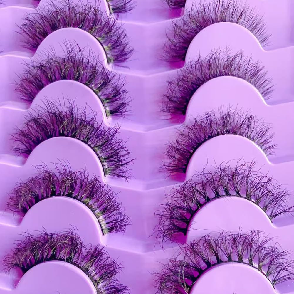 Volume Dramatic False Eyelashes,20 Pairs 8D Cat Eye Lashes,Fluffy Soft Wispy D Curl Lashes,4 styles Mixed Faux Mink Eyelashes for Makeup