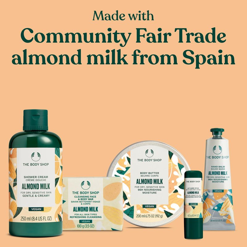 The Body Shop Almond Milk Gift Set - 5 Piece Set, Shower Cream, Body Butter, Bar Soap, Lip Balm, Hand Balm, Vegan