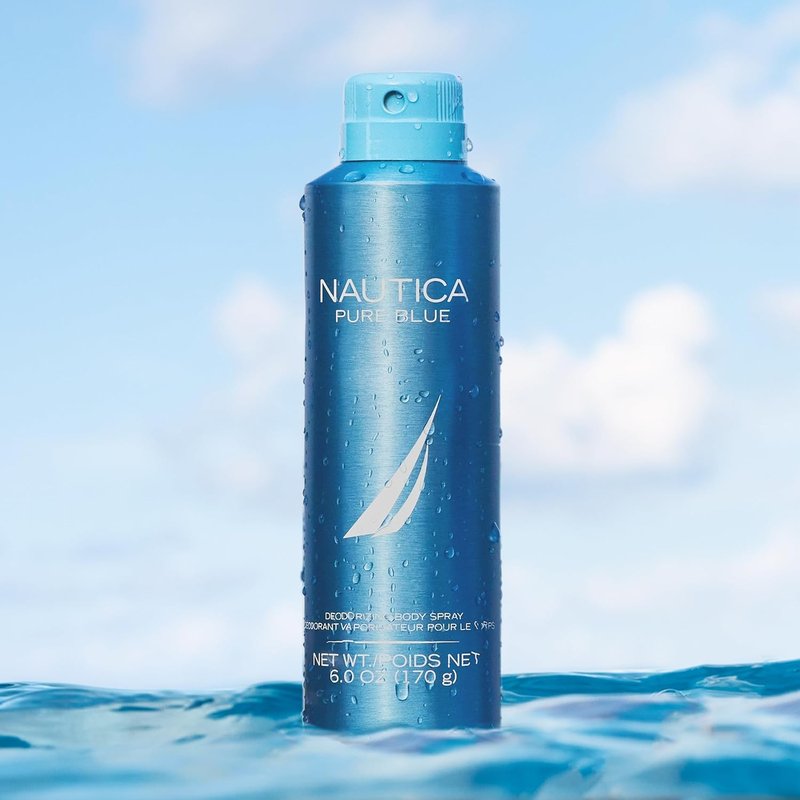 Nautica Pure Blue Body Spray - Men's Fragrance with Eucalyptus, Leather & Vanilla | 6 fl oz
