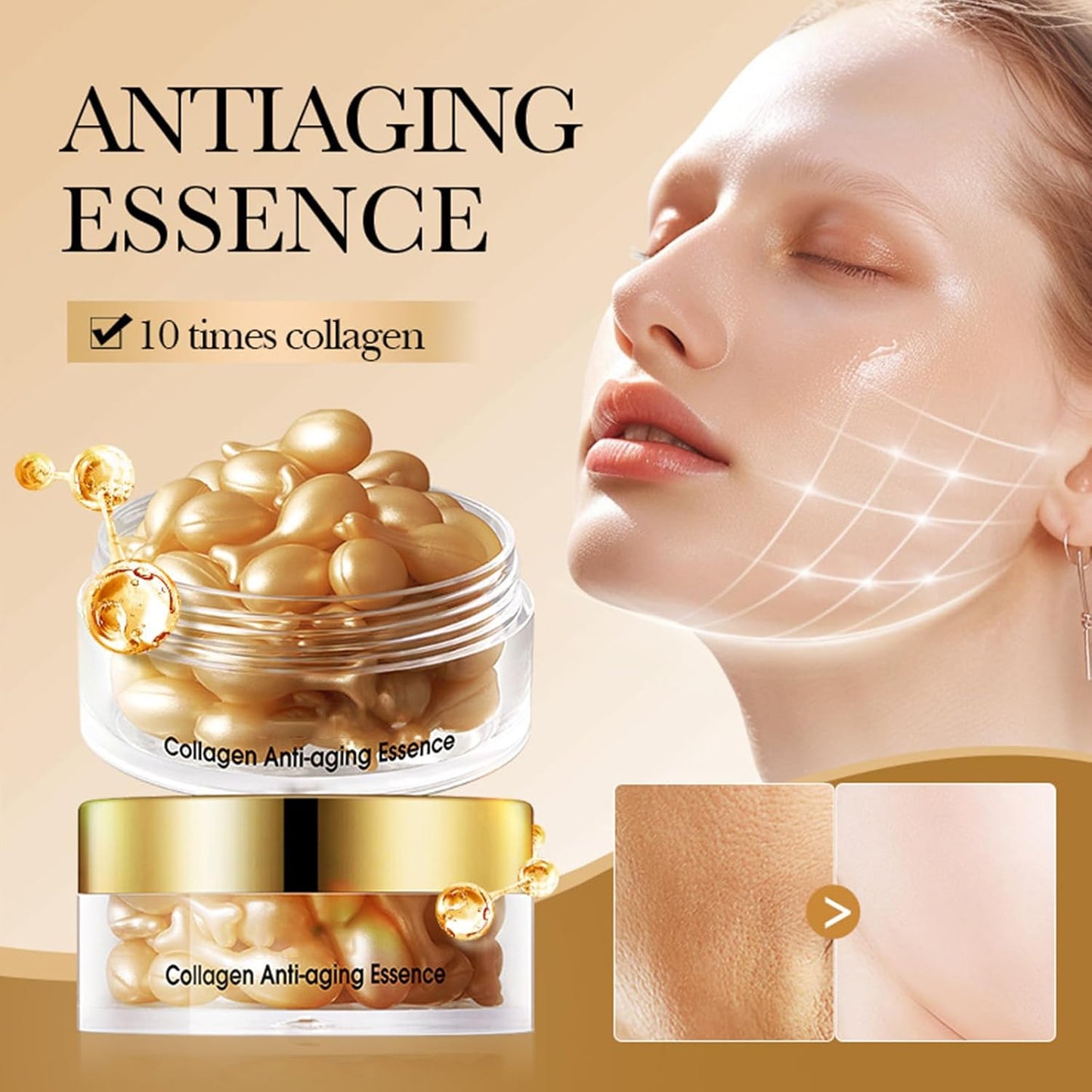 Collagen Capsules - Nourishing Anti-Aging Night Serum with Vitamin E | Glowing Skin Formula for Women