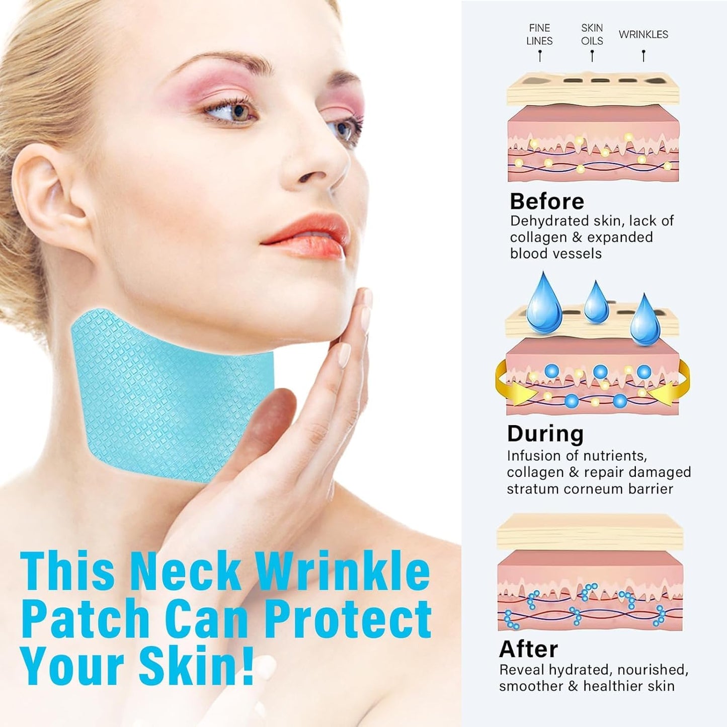 Anti Neck Wrinkle Patches, 5 pcs Moisturizing & Firming Neck Pads- Smoothing Wrinkles, Collagen Mask Patches, Reduce Fine Anti Aging for Skin Firming & Neck Anti Wrinkle Neck Collagen Patches