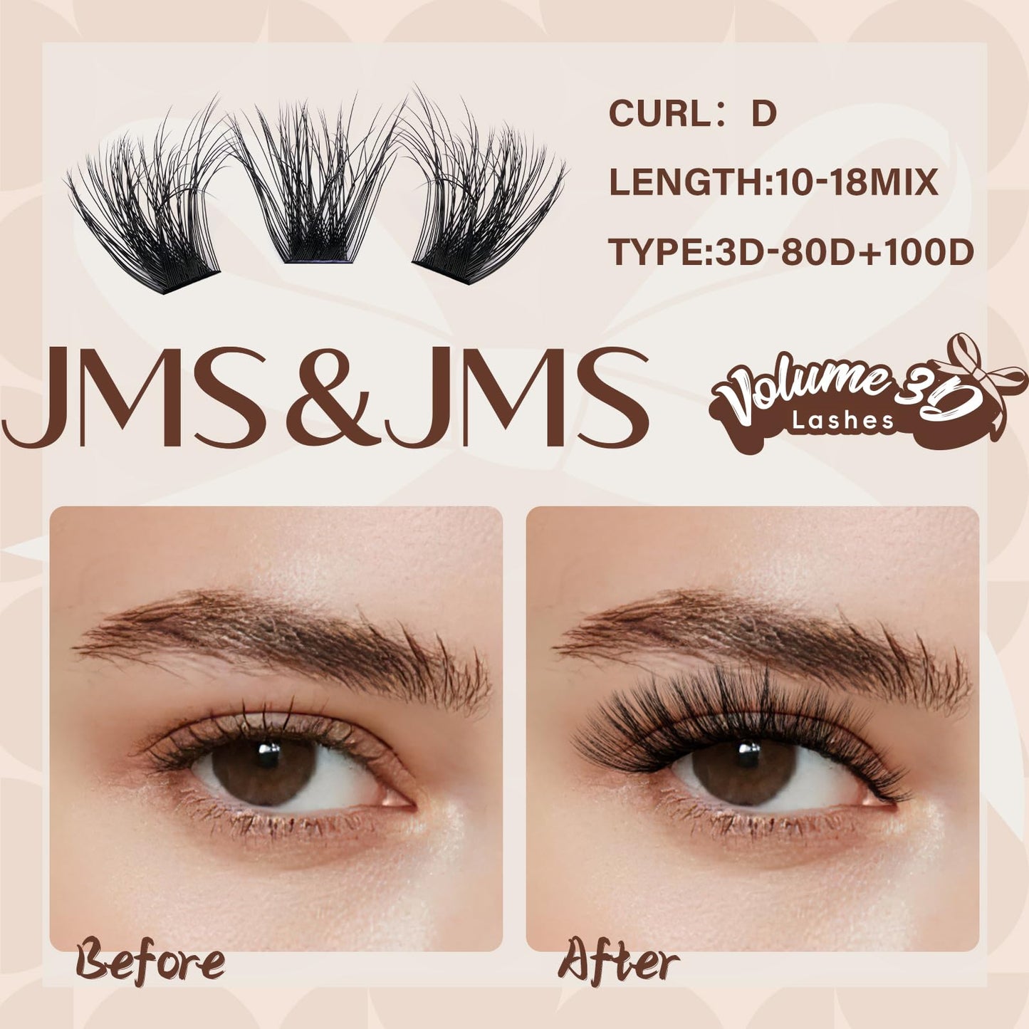 JMS&JMS Lash Clusters Kit 100D with Lash Spikes Eyelash Clusters with DIY Spikes 13-21MM Spiky Volume Cluster Eyelash Extensions Wispy Individual Lash Extensions Kit at Home (100D, 12-18mix Kit)