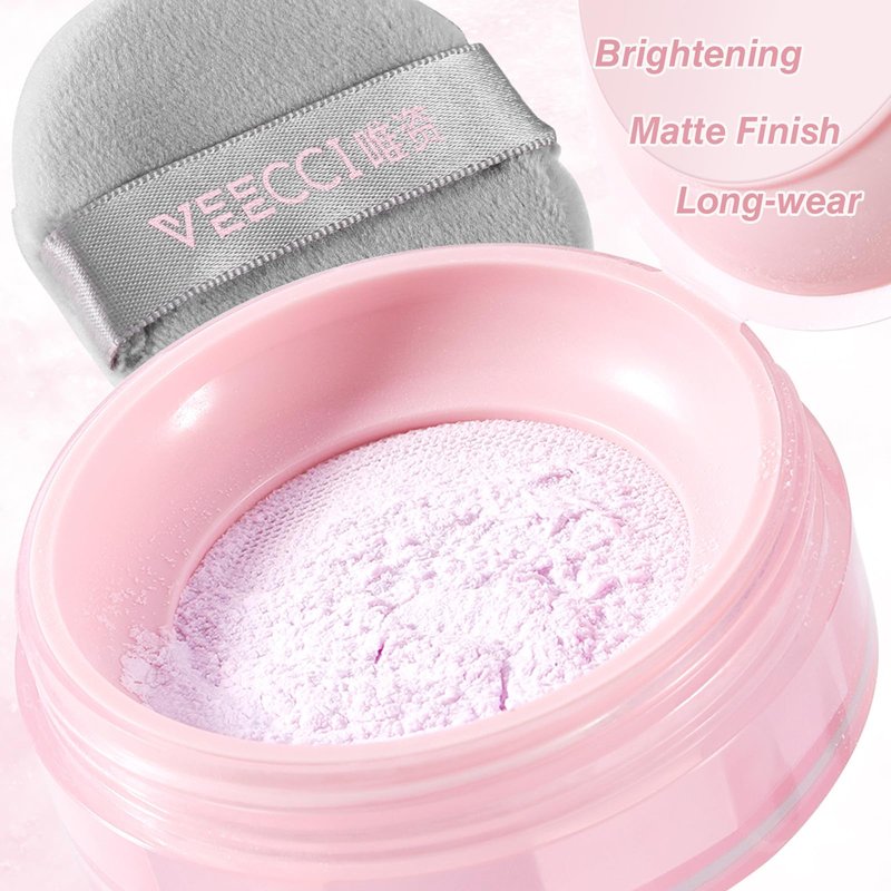 Lilyloria Light Purple Matte Finish Loose Setting Powder Talc-free Tone-up Face Makeup Translucent Dry Oily Skin Controls Shine Lightweight