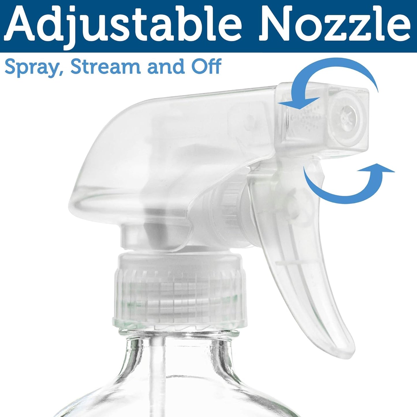 Clear Glass Spray Bottles - Refillable 16 oz Containers for Essential Oils, Cleaning, Aromatherapy | 2 Pack with Mist & Stream Sprayer