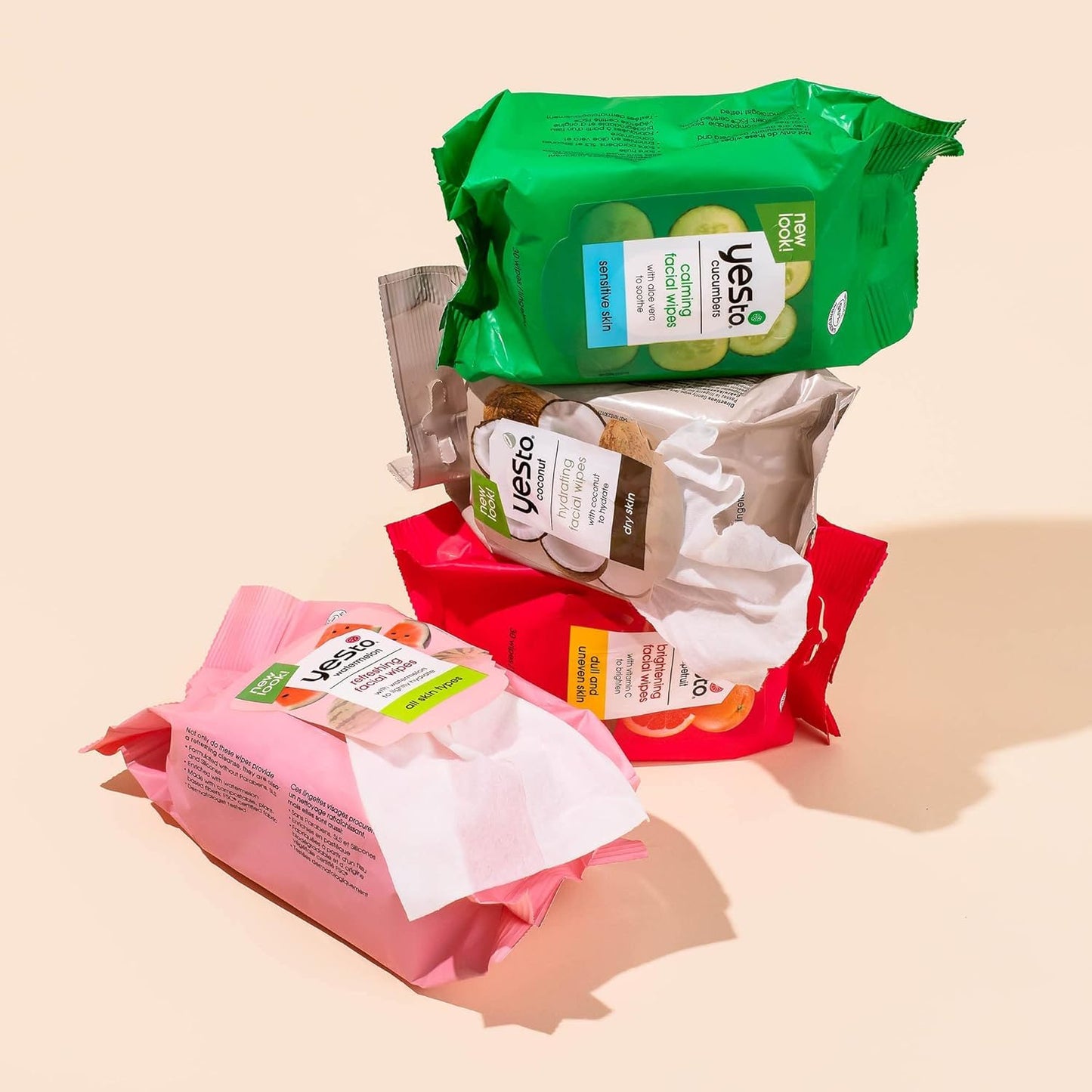 Yes To Facial Cleansing Wipes - Super Skin Recharging Makeup Remover | Watermelon Scent (Pack of 3)