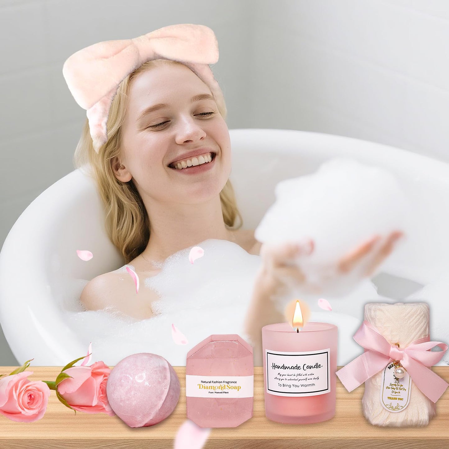 Birthday Gifts for Women, Self Care Gifts, Get Well Soon Gift Baskets for Women, Relaxing Spa Gift Basket Set, Unique Gifts for Friends, Mom, Coworker, Wife, Care Set for Mother's Day, Christmas