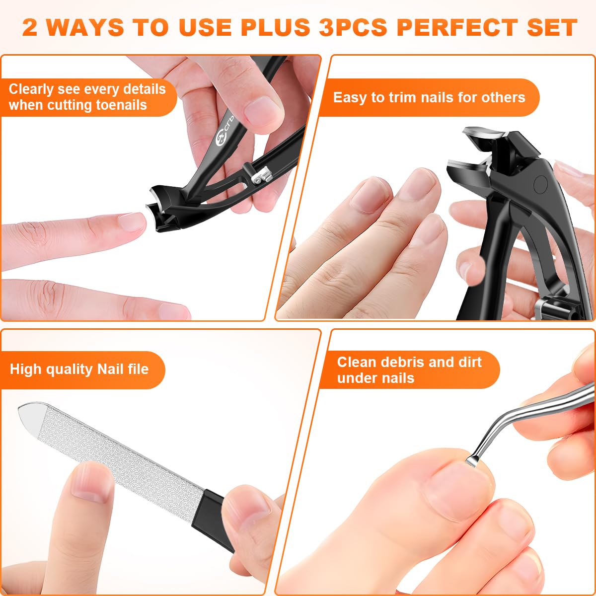 Toenail Clippers for Seniors, 2026 Upgrade Angled Head Nail Clippers for Men with Catcher, CLPPNA Ergonomic Toenails Clipper for Thick Toenails Long Handle, Sharp Wide Jaw Fingernail Clippers Adult