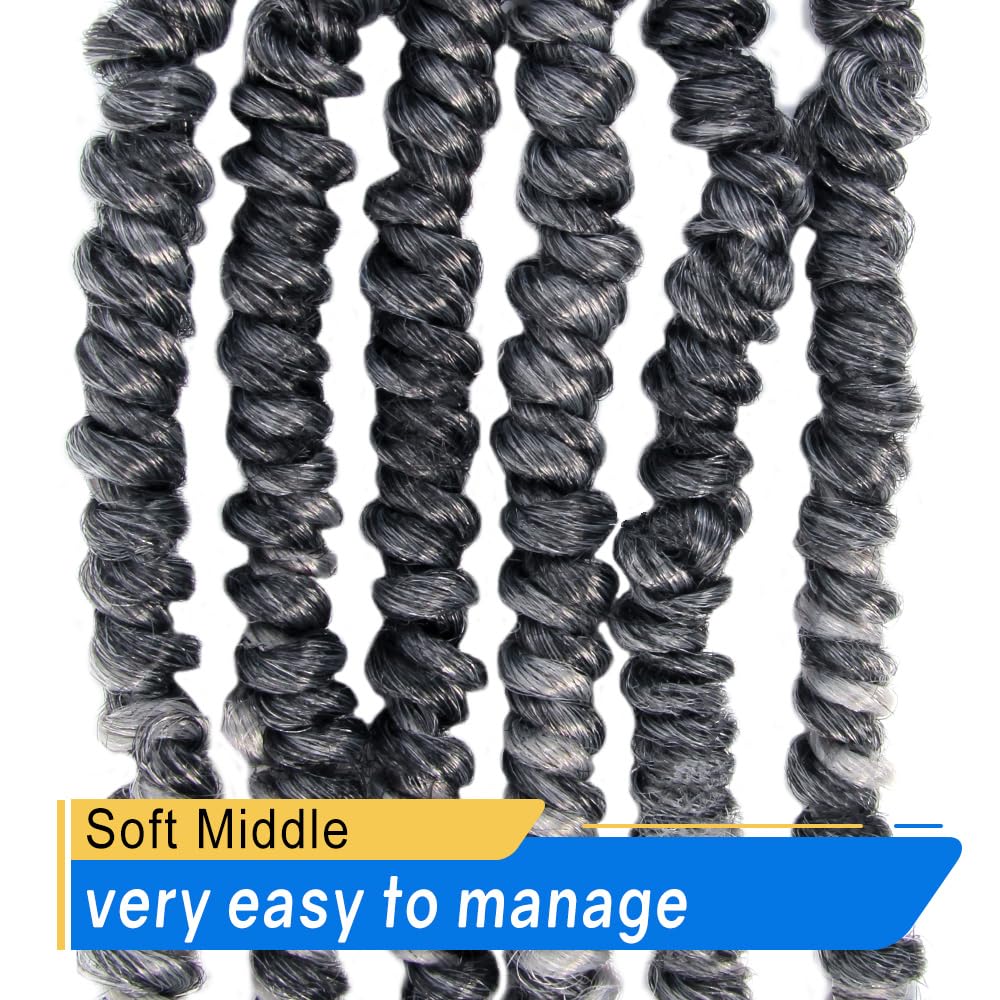 Niseyo Pre twisted Bob Spring Twist Hair 6 Inch 7 Packs Short Pre-looped Crochet Braid Ombre Gray (TGrey)