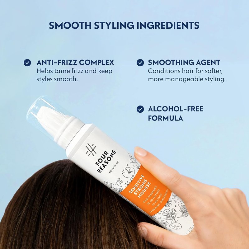 Strong Hold Volumizing Mousse for Fine Hair - Fragrance-Free, Lightweight Styling Foam for Curly Hair | Hypoallergenic, Alcohol-Free, 6.8 oz