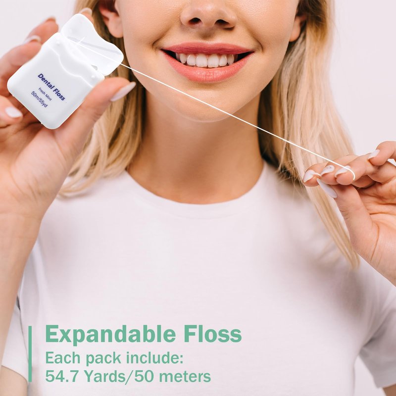 Mimorou 60 Pack Dental Floss Bulk Mint Flavored 50m Each Travel Dental Floss Oral Care for Teeth Protection(White)