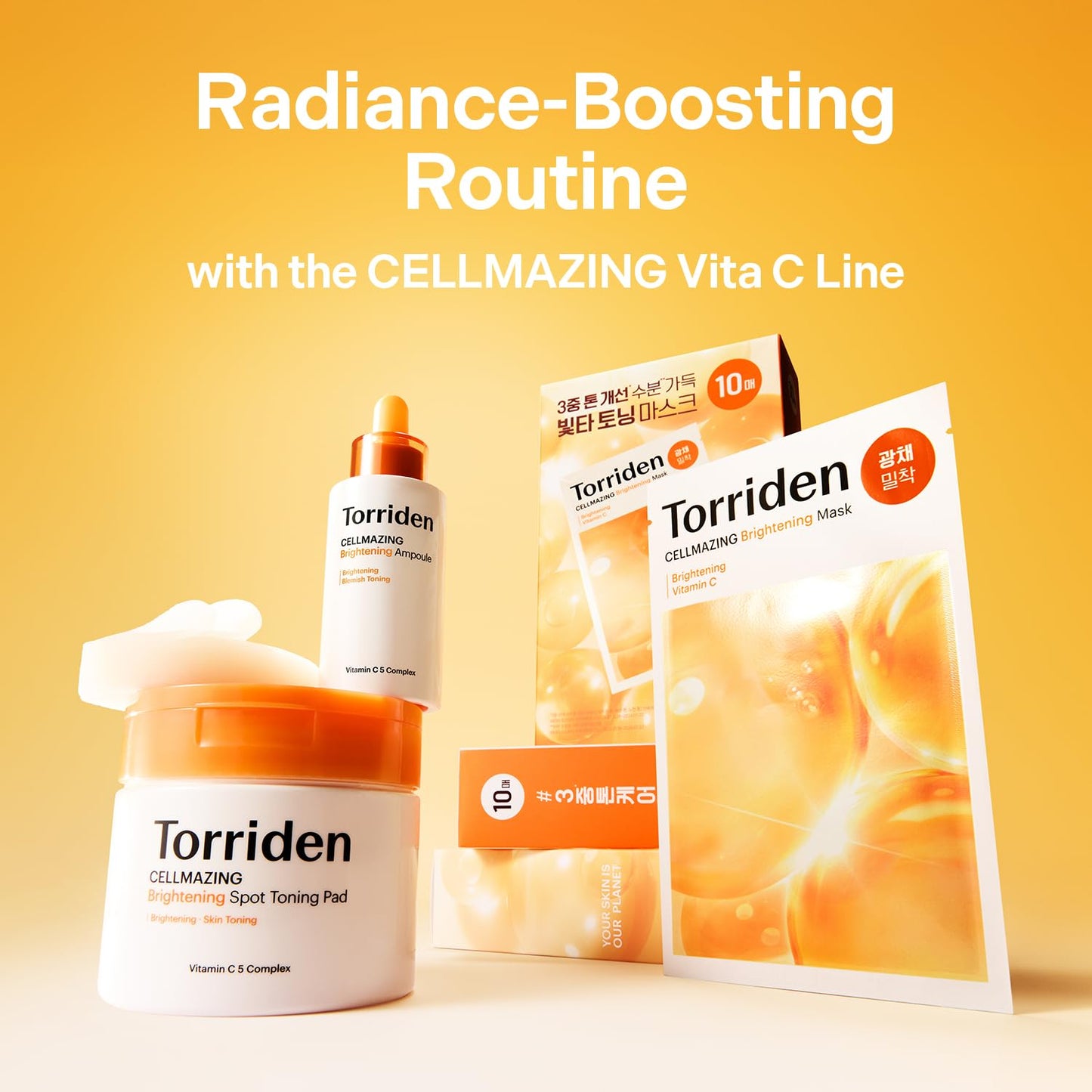 Torriden CELLMAZING Vita C Ampoule 30ml (1.01 fl.oz.) | Refining Sagging Pores and Skin Texture | 5D Vitamin C, Seaweed Complex, Panthenol | Korean Facial Serum