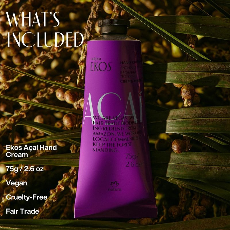 Ekos Açaí Hand Cream - Anti-Dullness Moisturizer for Fast Absorption | Vegan Skin Care - 2.6oz (75g)