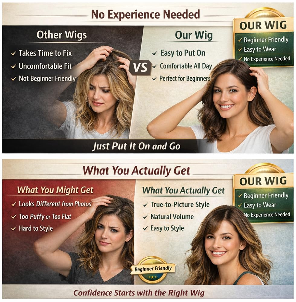 HMHIFI Long Brown Mixed Blonde Wigs for Women Highlights Blonde Wig Natural Middle Part Synthetic Curly Hair Heat Resistant Fiber Hair Replacement Wigs for Daily Party
