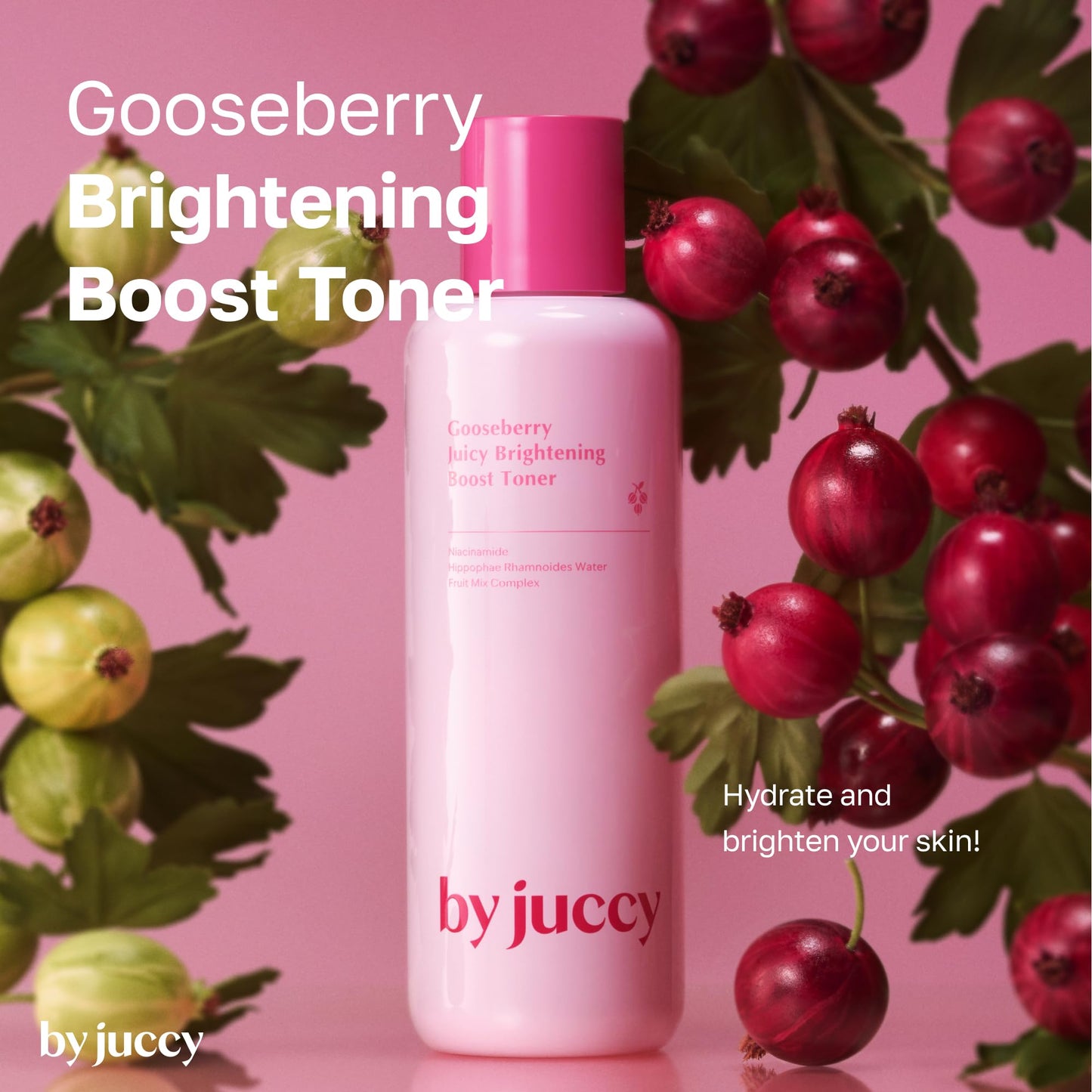By Juccy Gooseberry Juicy Brightening TonerㅣHydrates & Reduces Dullness in Skin with Vitamin BerryㅣIndian Gooseberry, Niacinamide, Centella AsiaticaㅣBy Juicyㅣ5.07 fl. oz(150ml)