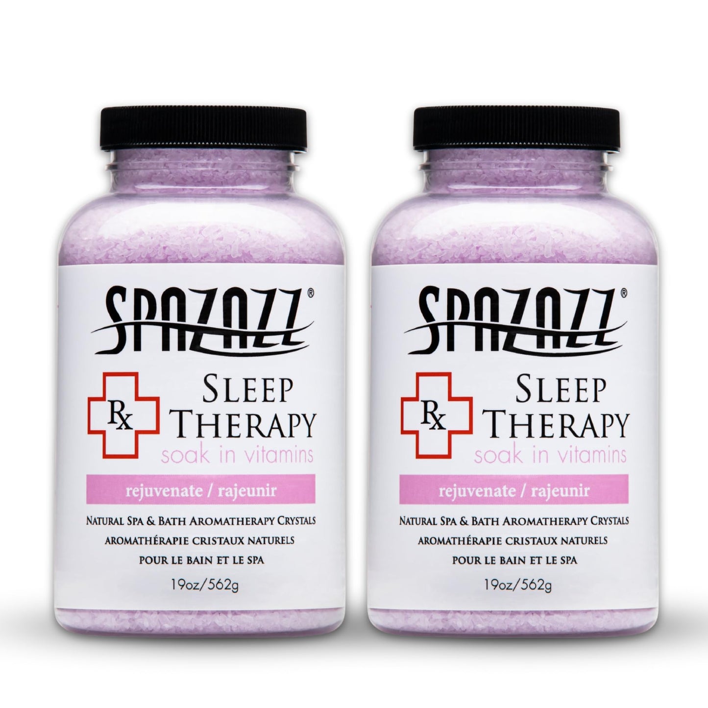 Spazazz RX Sleep Therapy Aromatherapy Bath Salt Crystals 2-Pack (19 Oz Each) - Spazazz Aromatherapy Bath Salts for Hot Tubs & Baths, Safe for All Spas & Bath Types