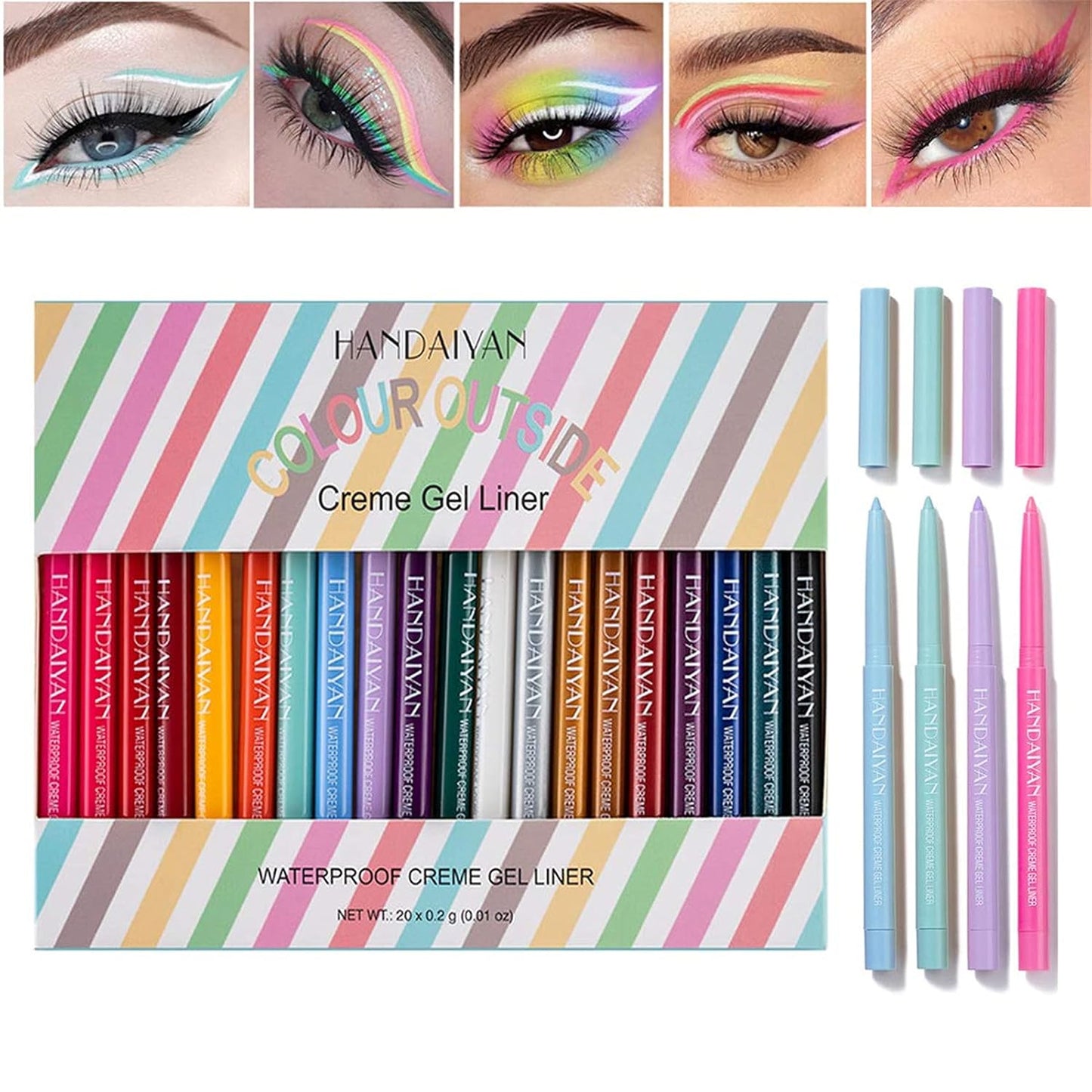 20 PCS Waterproof Colored Eyeliner Pencil Set - Long-Lasting Matte Shades | Multi-Functional Makeup Gift for Women