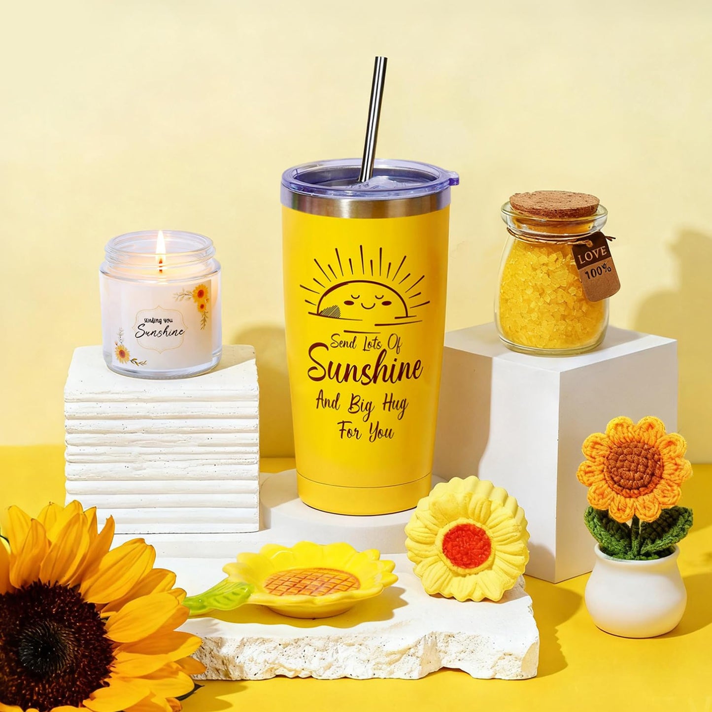Golray Sunshine Gift Baskets for Women, Unique Birthday Gifts for Women, Self Care Spa Gifts for Her Best Friends Bestie Sister Mom Female,Get Well Soon Thinking of You Care Package