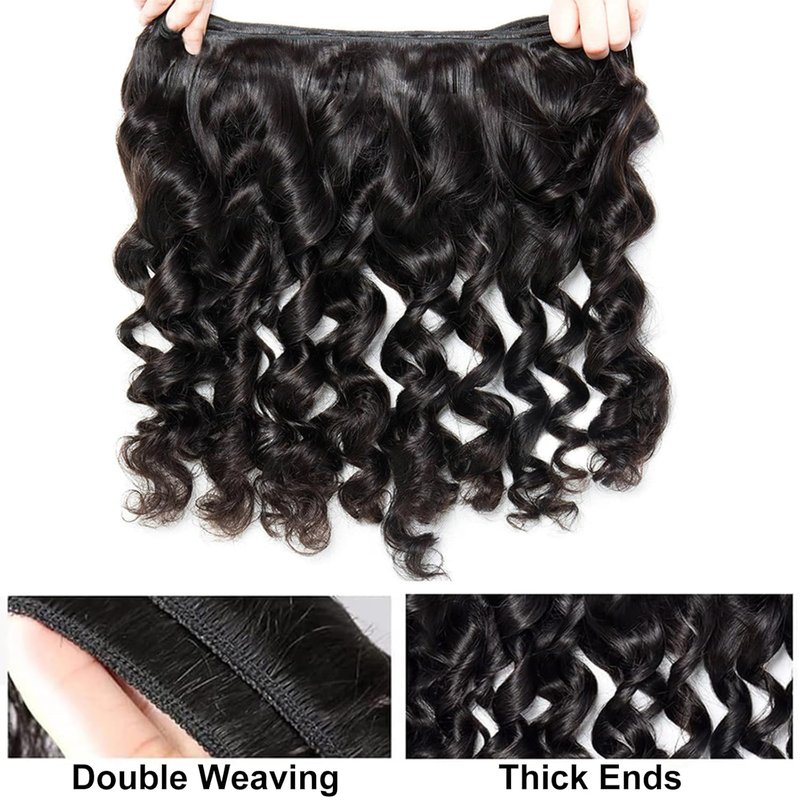 Loose Wave Human Hair Bundle - 20 Inch 100% Unprocessed Brazilian Virgin Hair Extensions | Natural Color for Black Women