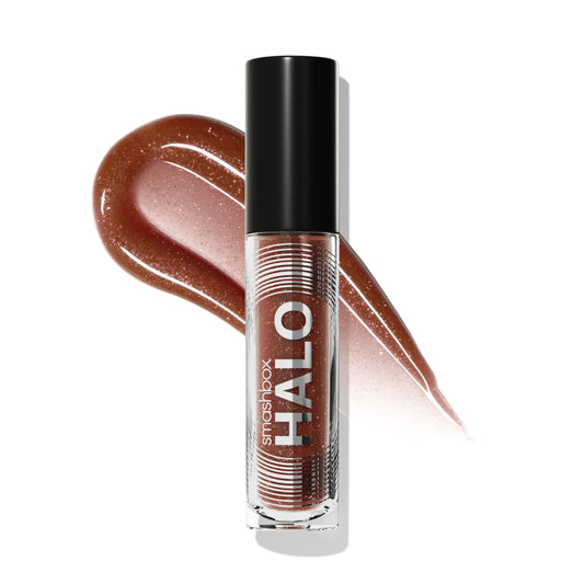 Smashbox Halo Plump + Glow Lip Gloss | Non-Sticky, Hydrating, Plumping Lip Gloss with 6-Hour Shine | Hyaluronic Acid and Vitamins C+E, 0.14 Fl Oz, Luster