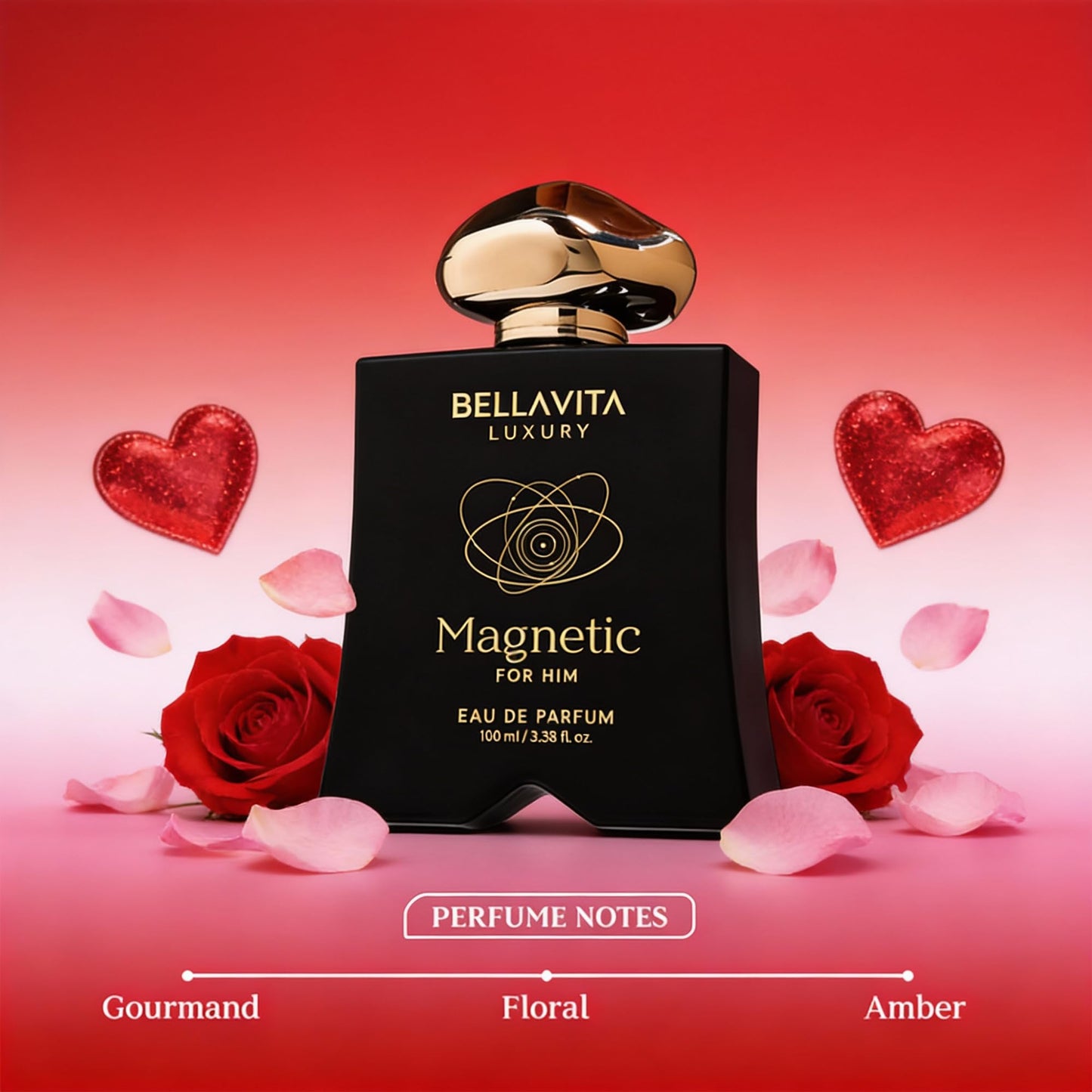 Bellavita Luxury Magnetic for Him Eau de Parfum | 100 ml (3.4 fl.oz.) | Perfume for Men | Oriental-Fresh, Bergamot, Jasmine, and Cedarwood Notes | Long Lasting Men's Fragrance