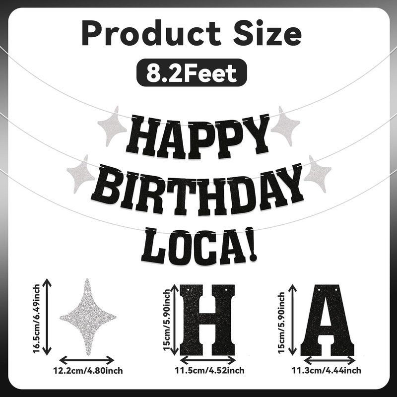 Happy Birthday Loca Banner Vampire Birthday Party Decorations Funny Birthday Party Decorations for Her 18th, 21st, 25th 30th Birthday Party Banner Black Glitter