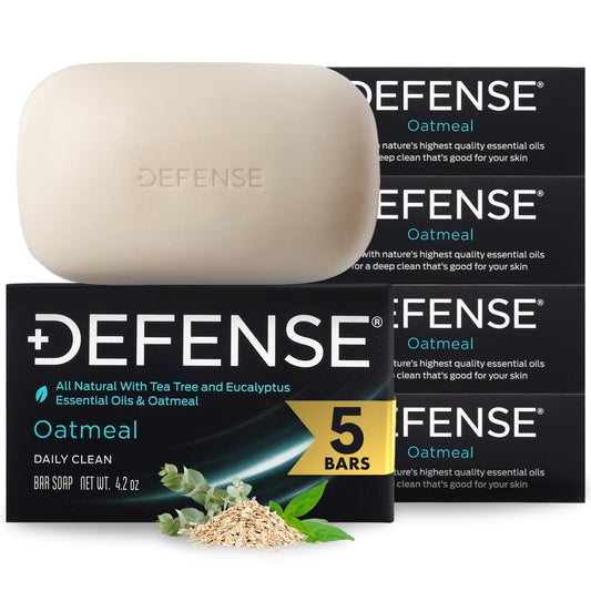 Defense Soap 5pk All Natural Oatmeal Bar Soap for Men | Made by Wrestlers with Tea Tree Oil & Eucalyptus Oil to Promote Healthy Skin